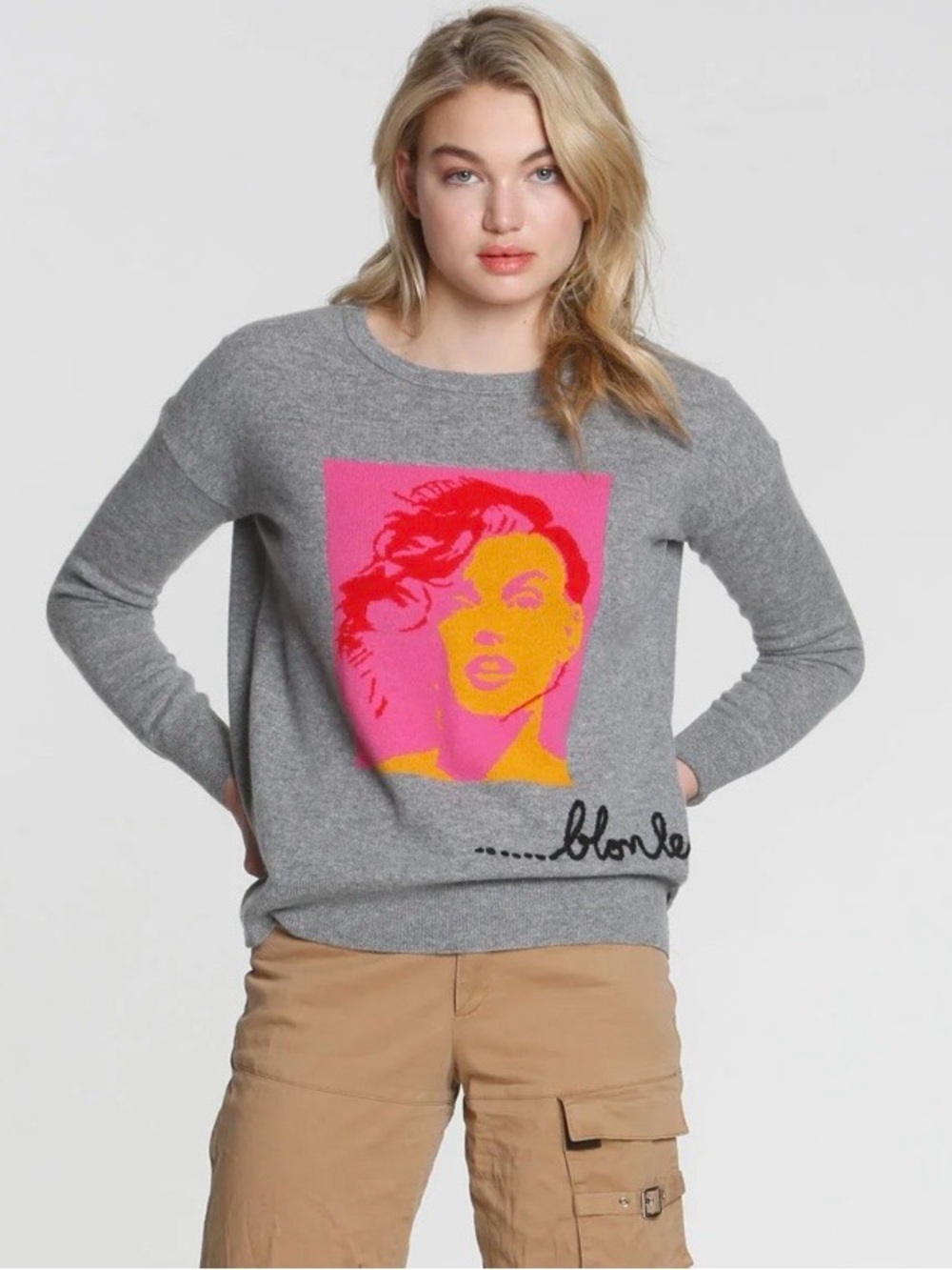 L+t LABEL+thread Wool Cashmere Blonde Graphic Sweater NWT Women's M